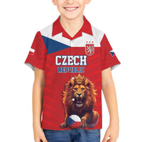 Custom Czech Republic Football Go Champions Family Matching Off The Shoulder Long Sleeve Dress and Hawaiian Shirt Sporty Style with Lion Mascot