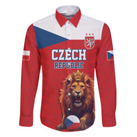 Custom Czech Republic Football Go Champions Family Matching Off Shoulder Maxi Dress and Hawaiian Shirt Sporty Style with Lion Mascot