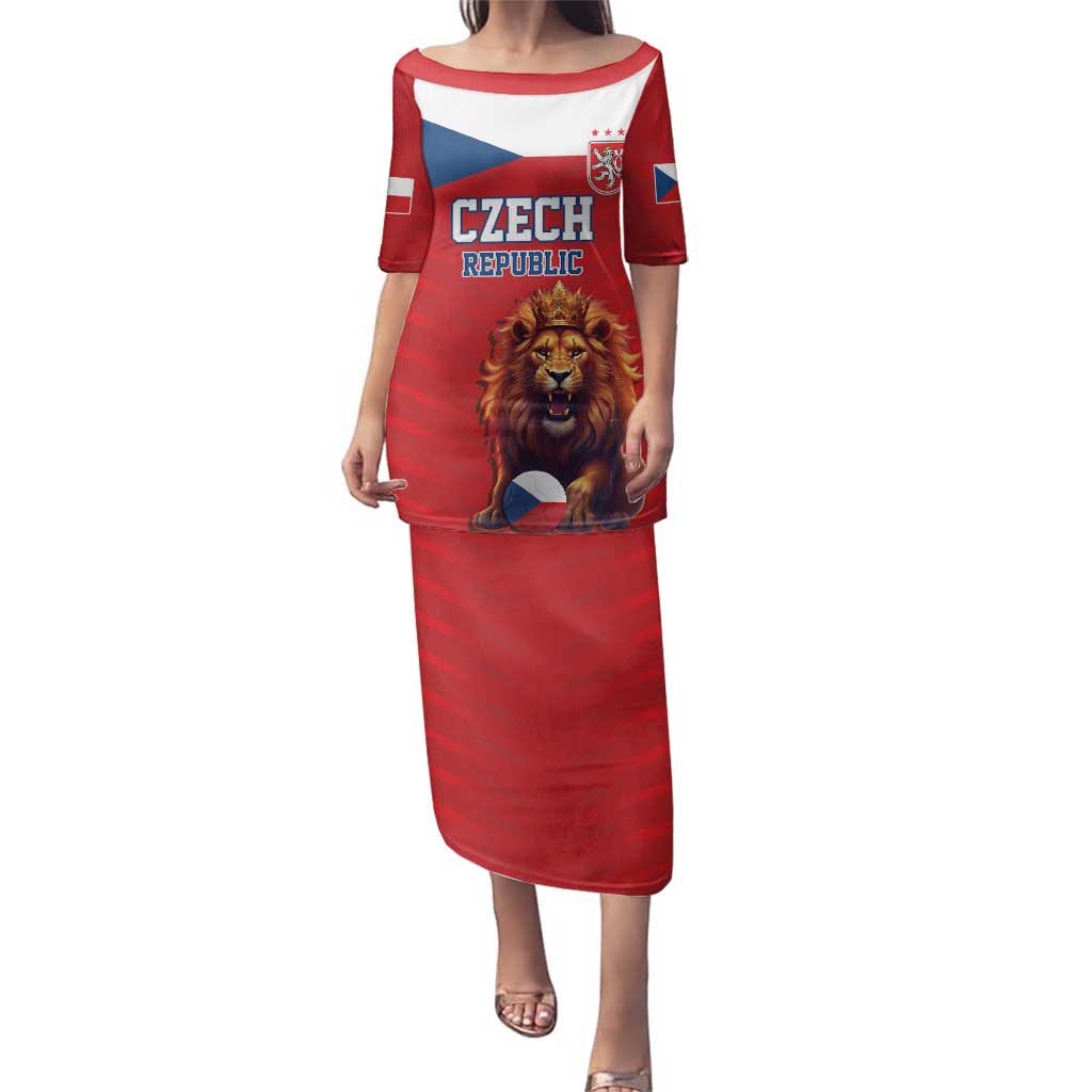 Custom Czech Republic Football Go Champions Family Matching Puletasi and Hawaiian Shirt Sporty Style with Lion Mascot