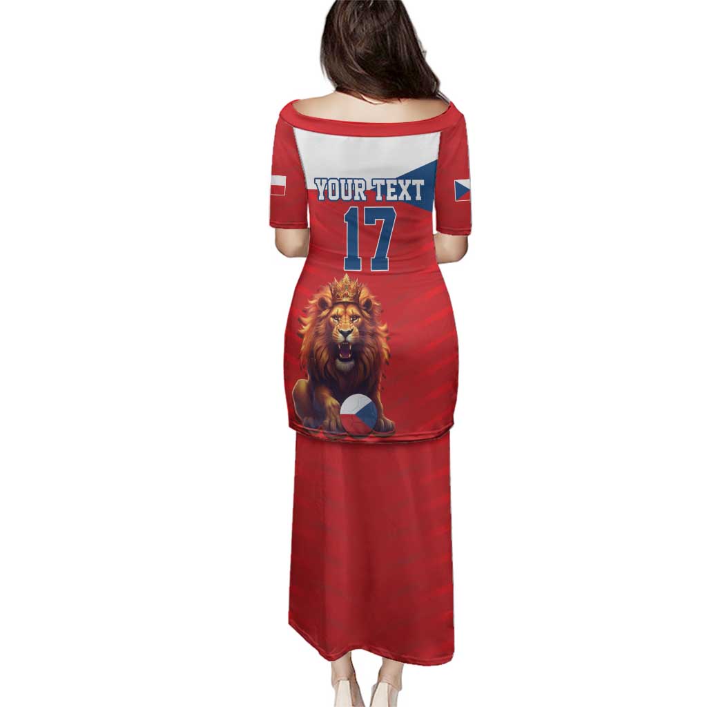Custom Czech Republic Football Go Champions Family Matching Puletasi and Hawaiian Shirt Sporty Style with Lion Mascot