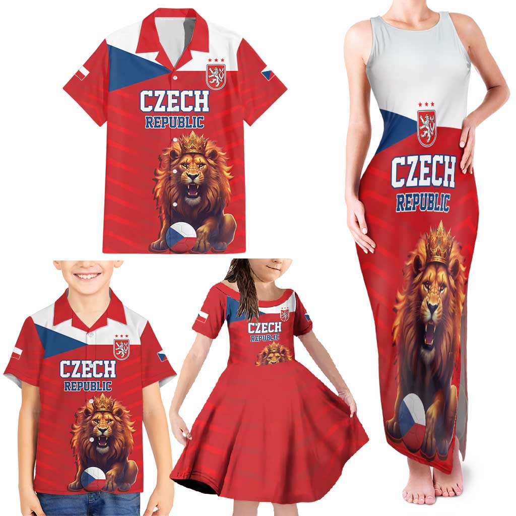 Custom Czech Republic Football Go Champions Family Matching Tank Maxi Dress and Hawaiian Shirt Sporty Style with Lion Mascot