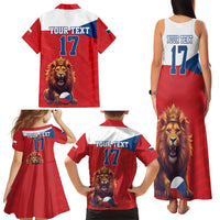 Custom Czech Republic Football Go Champions Family Matching Tank Maxi Dress and Hawaiian Shirt Sporty Style with Lion Mascot