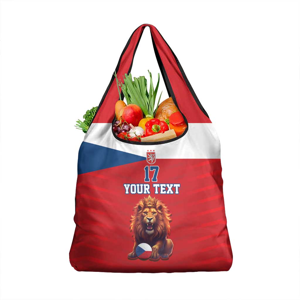 Custom Czech Republic Football Go Champions Grocery Bag Sporty Style with Lion Mascot