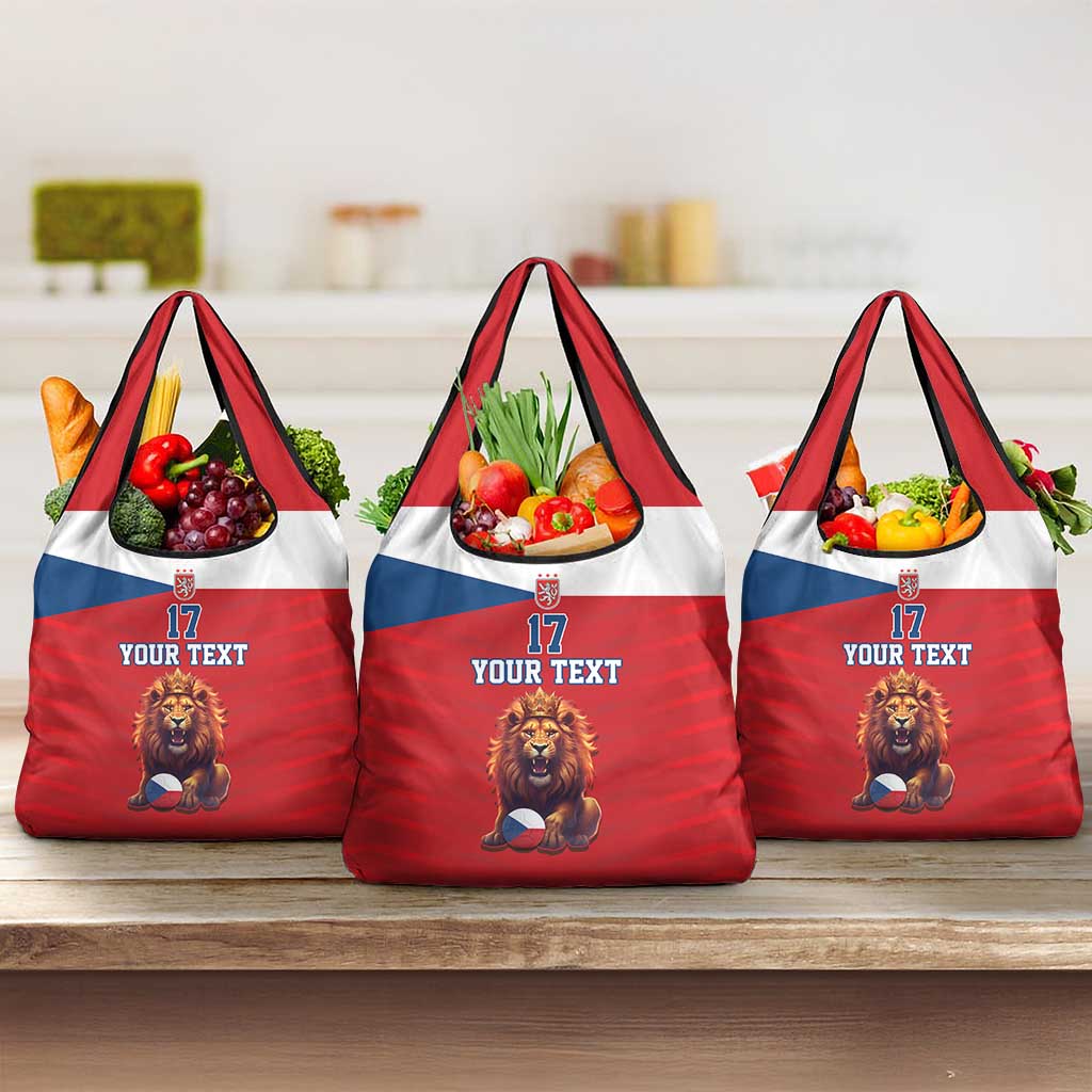 Custom Czech Republic Football Go Champions Grocery Bag Sporty Style with Lion Mascot