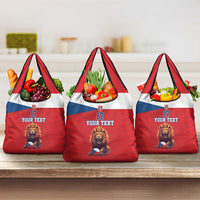 Custom Czech Republic Football Go Champions Grocery Bag Sporty Style with Lion Mascot