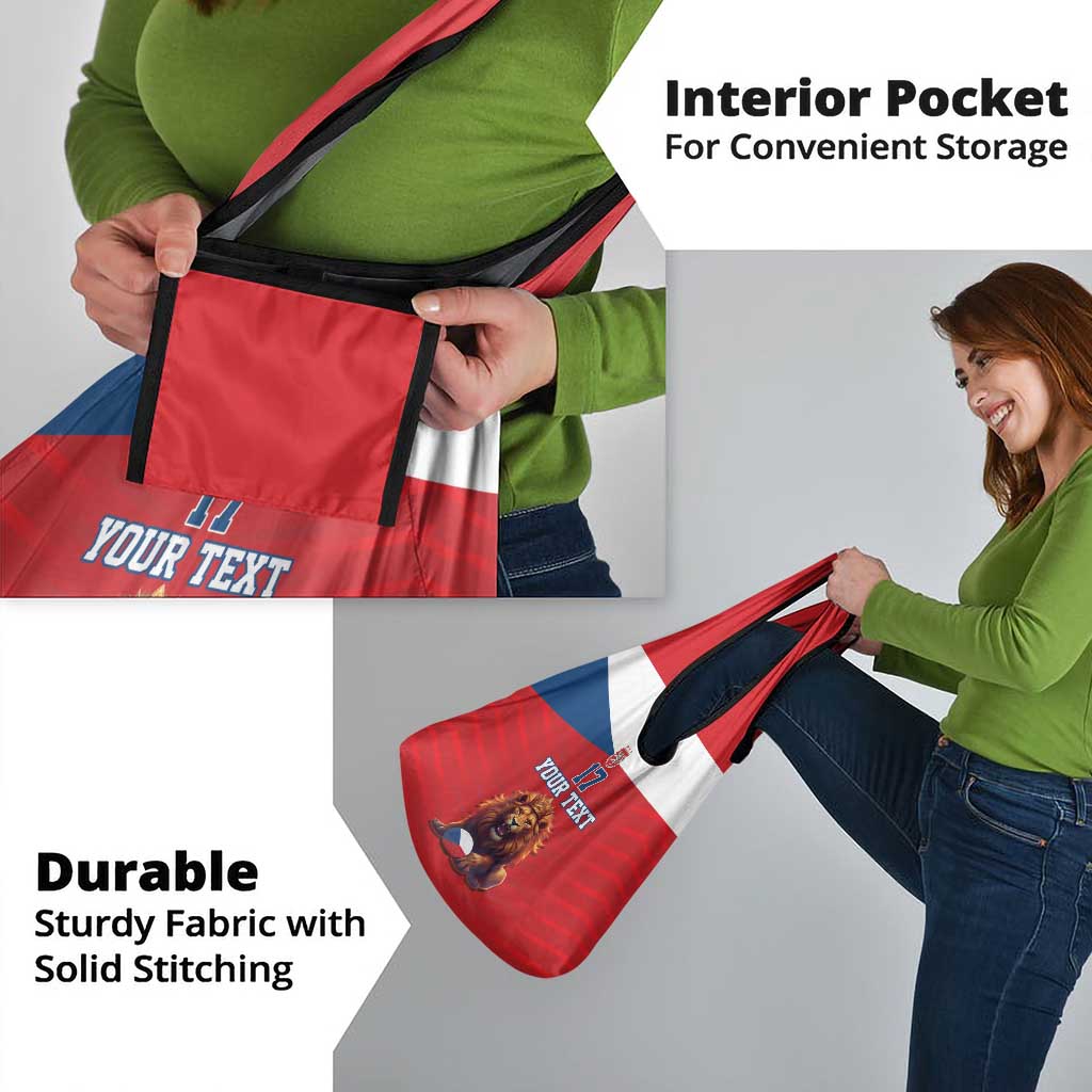 Custom Czech Republic Football Go Champions Grocery Bag Sporty Style with Lion Mascot