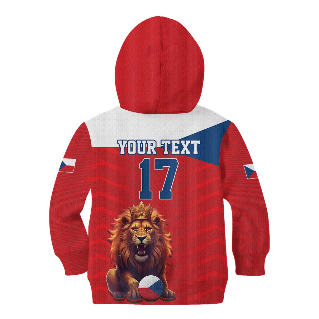Custom Czech Republic Football Go Champions Kid Hoodie Sporty Style with Lion Mascot