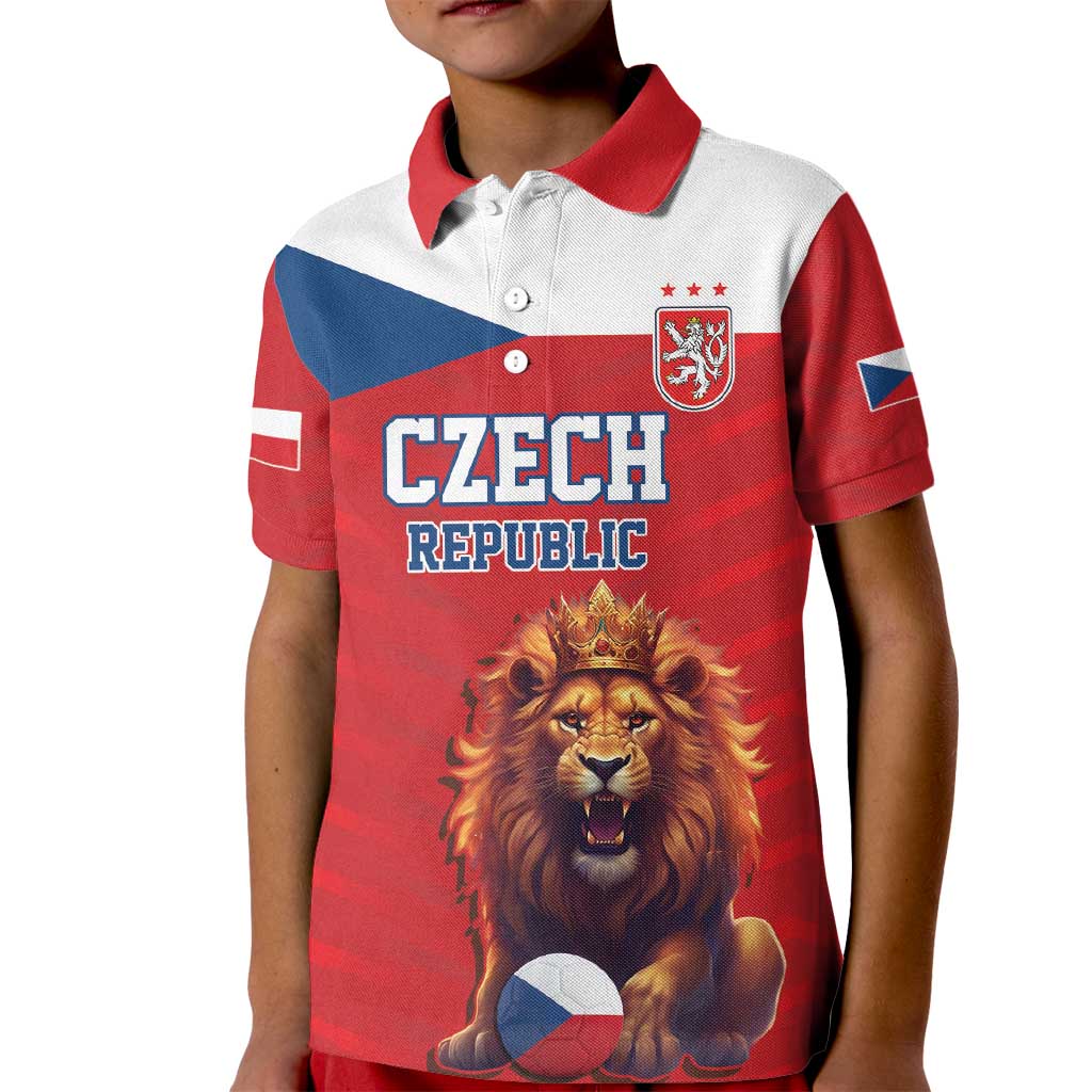 Custom Czech Republic Football Go Champions Kid Polo Shirt Sporty Style with Lion Mascot