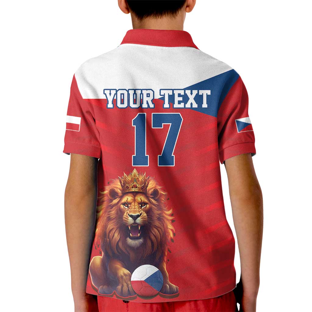 Custom Czech Republic Football Go Champions Kid Polo Shirt Sporty Style with Lion Mascot