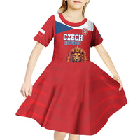 Custom Czech Republic Football Go Champions Kid Short Sleeve Dress Sporty Style with Lion Mascot