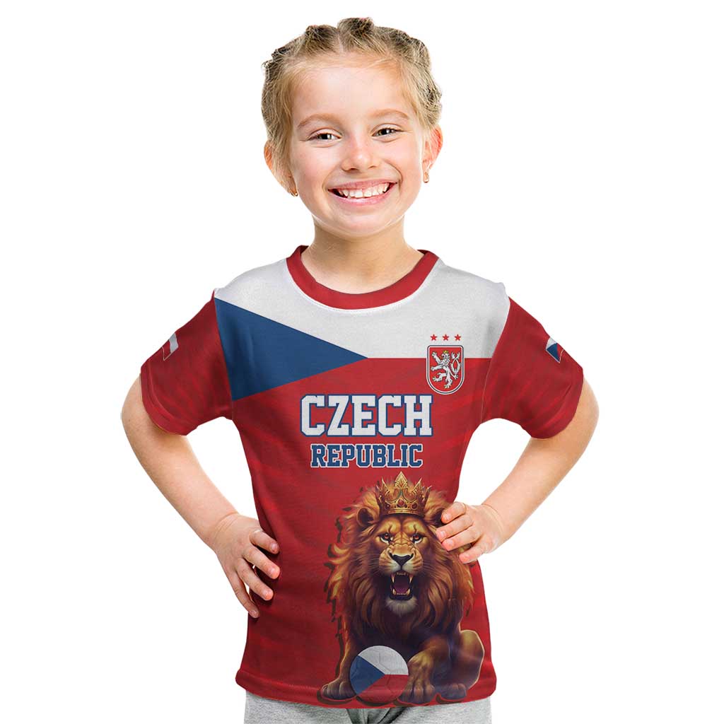 Custom Czech Republic Football Go Champions Kid T Shirt Sporty Style with Lion Mascot