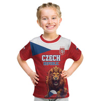 Custom Czech Republic Football Go Champions Kid T Shirt Sporty Style with Lion Mascot