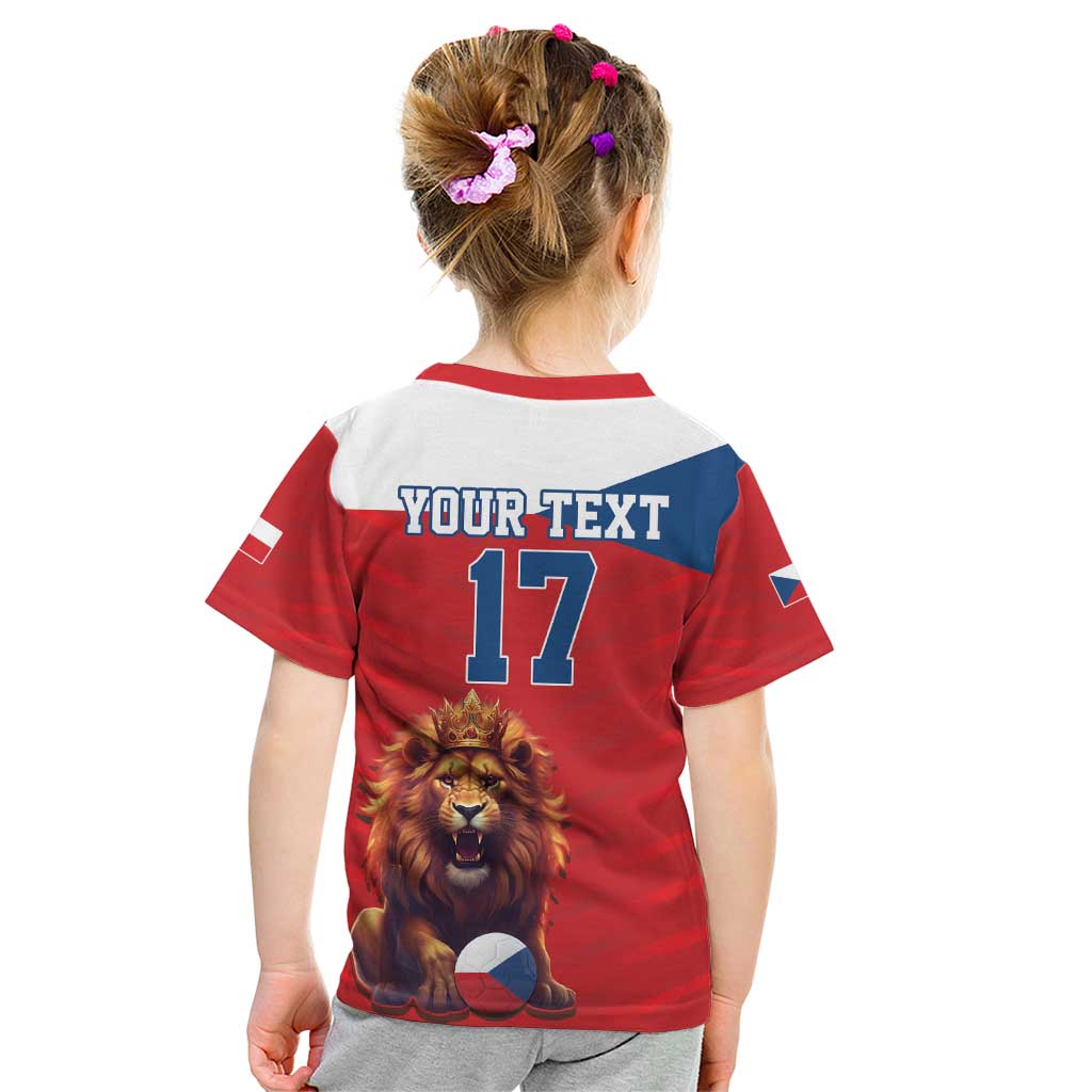 Custom Czech Republic Football Go Champions Kid T Shirt Sporty Style with Lion Mascot