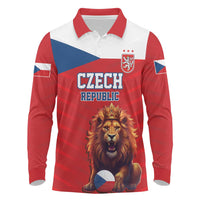 Custom Czech Republic Football Go Champions Long Sleeve Polo Shirt Sporty Style with Lion Mascot