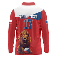 Custom Czech Republic Football Go Champions Long Sleeve Polo Shirt Sporty Style with Lion Mascot