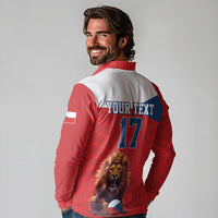 Custom Czech Republic Football Go Champions Long Sleeve Polo Shirt Sporty Style with Lion Mascot