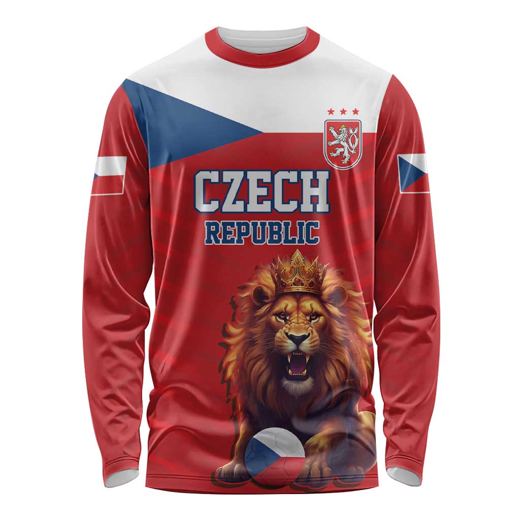 Custom Czech Republic Football Go Champions Long Sleeve Shirt Sporty Style with Lion Mascot