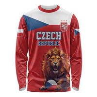 Custom Czech Republic Football Go Champions Long Sleeve Shirt Sporty Style with Lion Mascot