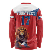 Custom Czech Republic Football Go Champions Long Sleeve Shirt Sporty Style with Lion Mascot