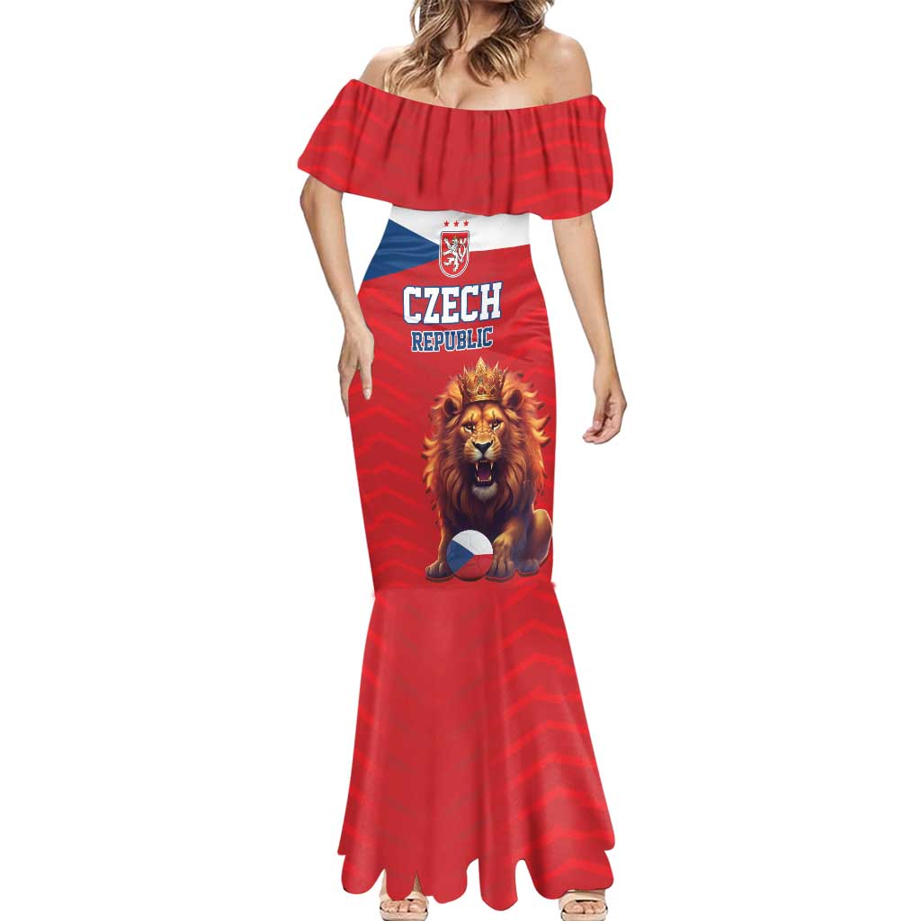 Custom Czech Republic Football Go Champions Mermaid Dress Sporty Style with Lion Mascot