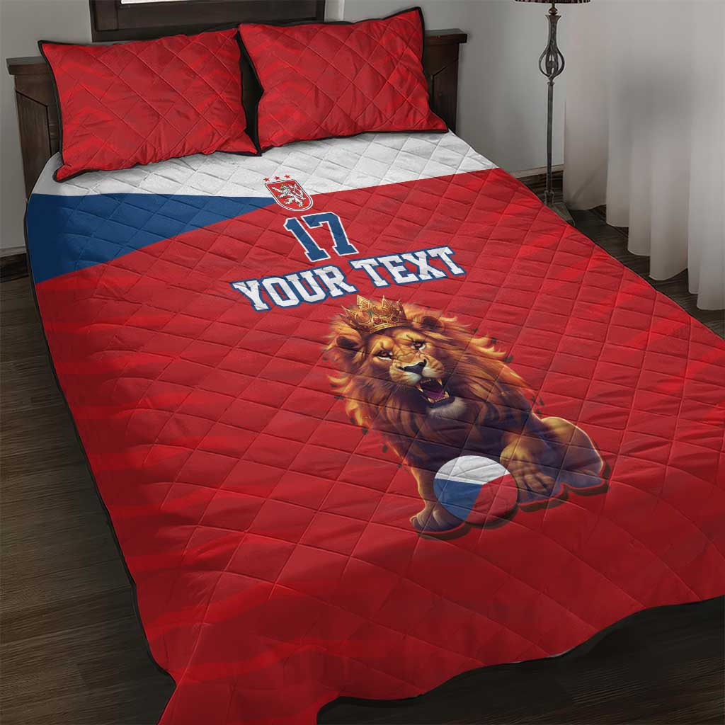 Custom Czech Republic Football Go Champions Quilt Bed Set Sporty Style with Lion Mascot
