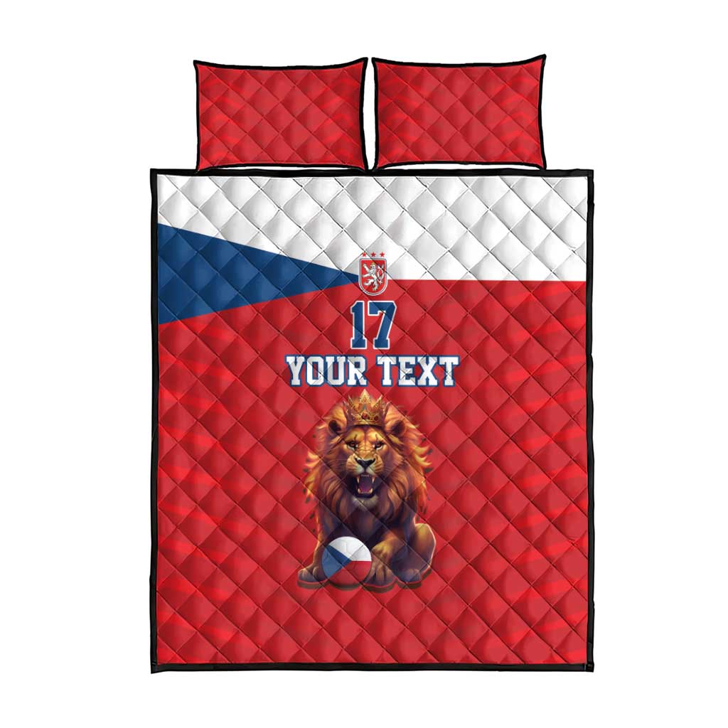 Custom Czech Republic Football Go Champions Quilt Bed Set Sporty Style with Lion Mascot