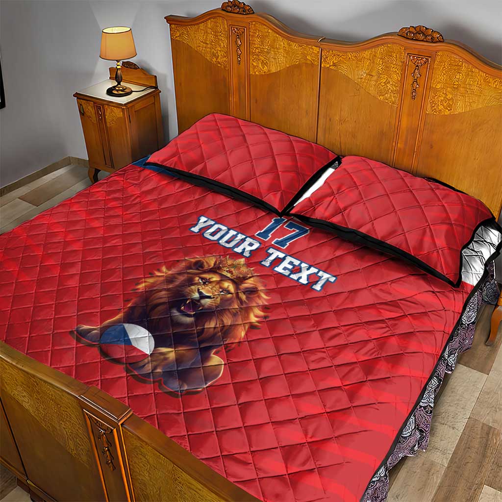 Custom Czech Republic Football Go Champions Quilt Bed Set Sporty Style with Lion Mascot