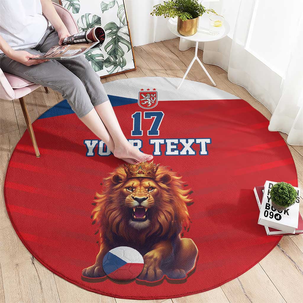 Custom Czech Republic Football Go Champions Round Carpet Sporty Style with Lion Mascot