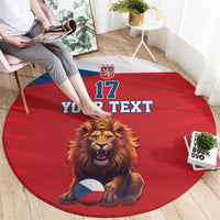 Custom Czech Republic Football Go Champions Round Carpet Sporty Style with Lion Mascot