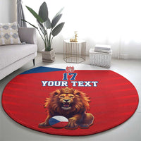 Custom Czech Republic Football Go Champions Round Carpet Sporty Style with Lion Mascot