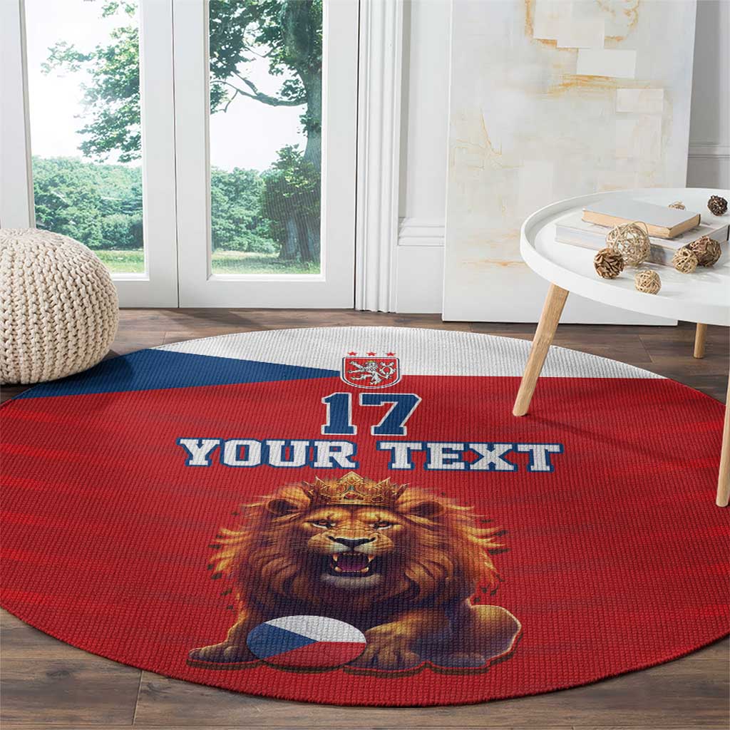 Custom Czech Republic Football Go Champions Round Carpet Sporty Style with Lion Mascot