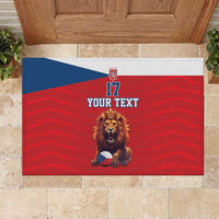 Custom Czech Republic Football Go Champions Rubber Doormat Sporty Style with Lion Mascot