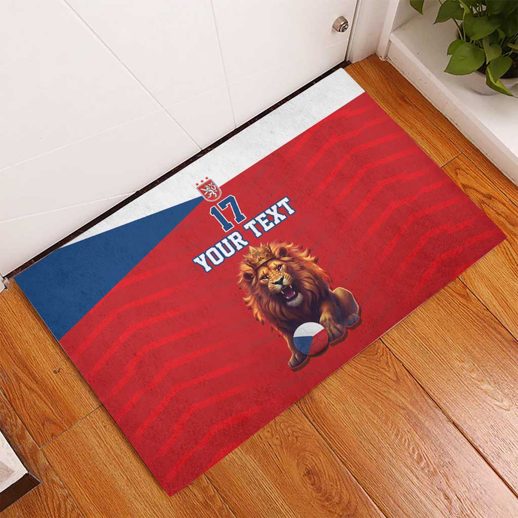 Custom Czech Republic Football Go Champions Rubber Doormat Sporty Style with Lion Mascot