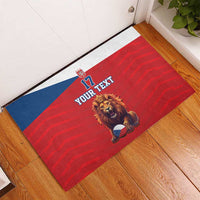 Custom Czech Republic Football Go Champions Rubber Doormat Sporty Style with Lion Mascot