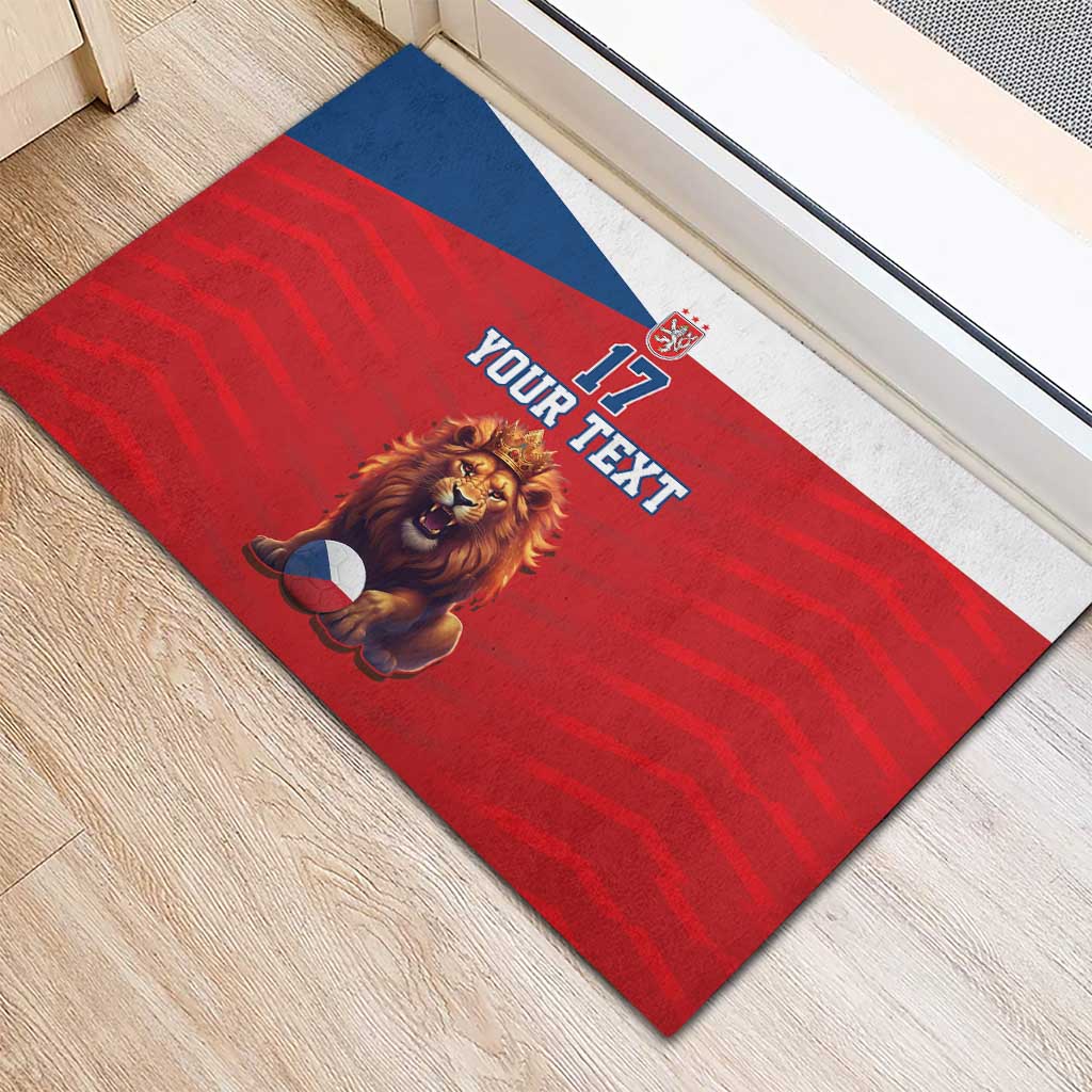 Custom Czech Republic Football Go Champions Rubber Doormat Sporty Style with Lion Mascot