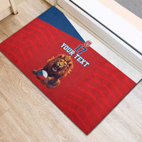 Custom Czech Republic Football Go Champions Rubber Doormat Sporty Style with Lion Mascot