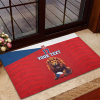 Custom Czech Republic Football Go Champions Rubber Doormat Sporty Style with Lion Mascot