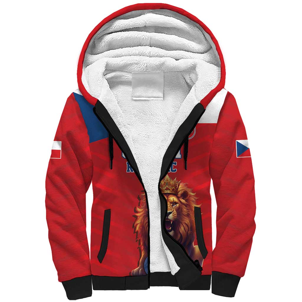 Custom Czech Republic Football Go Champions Sherpa Hoodie Sporty Style with Lion Mascot