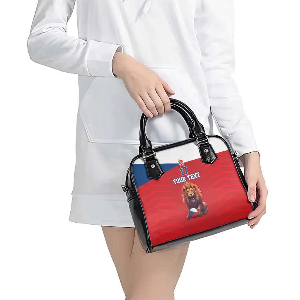 Custom Czech Republic Football Go Champions Shoulder Handbag Sporty Style with Lion Mascot