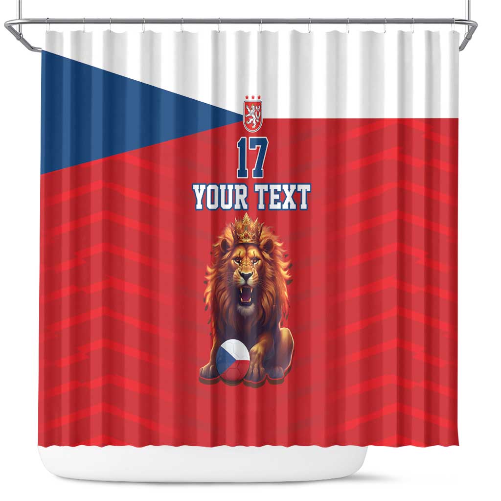 Custom Czech Republic Football Go Champions Shower Curtain Sporty Style with Lion Mascot