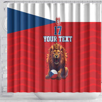 Custom Czech Republic Football Go Champions Shower Curtain Sporty Style with Lion Mascot
