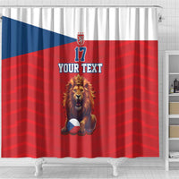 Custom Czech Republic Football Go Champions Shower Curtain Sporty Style with Lion Mascot