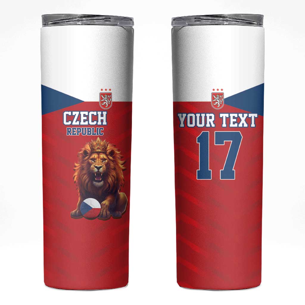Custom Czech Republic Football Go Champions Skinny Tumbler Sporty Style with Lion Mascot