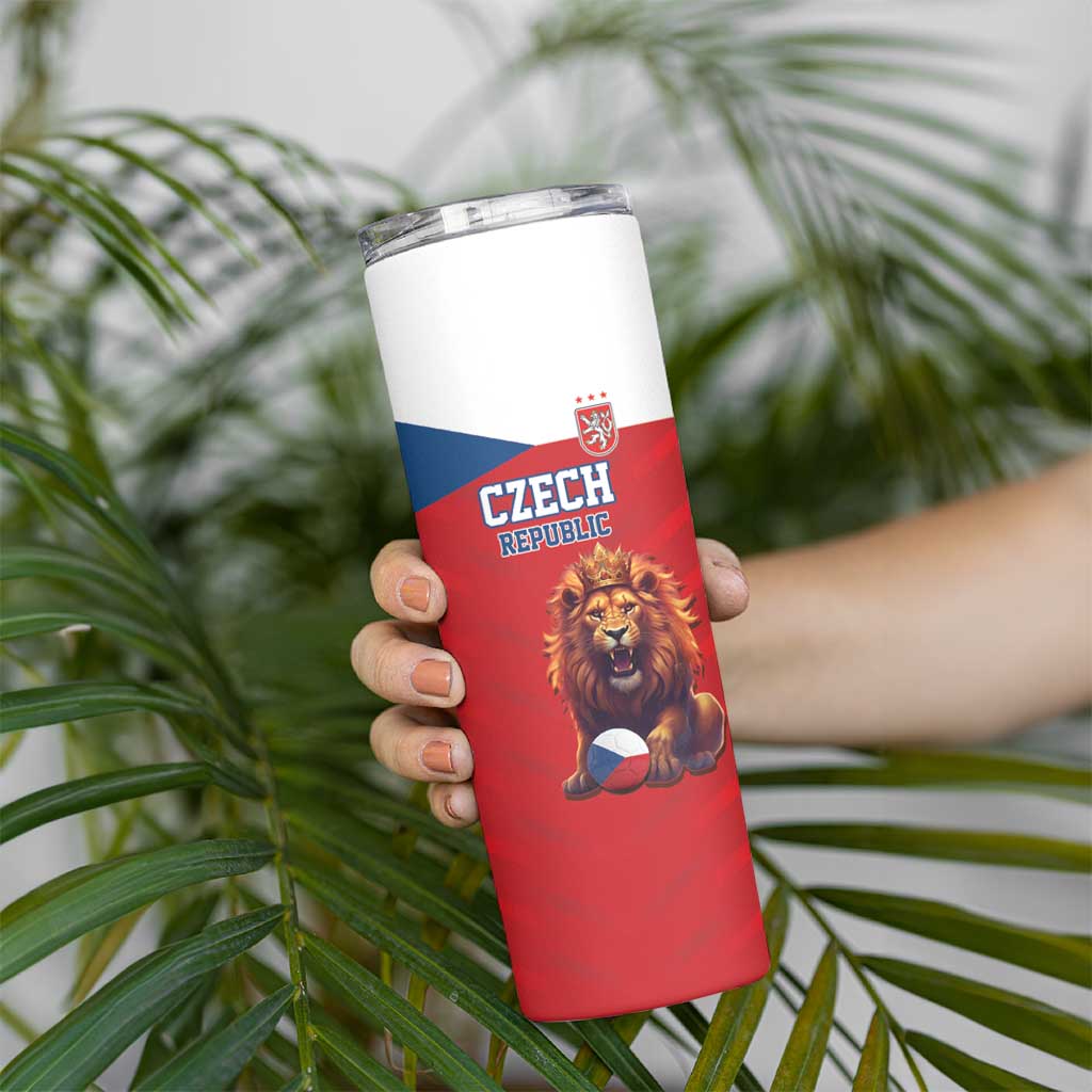 Custom Czech Republic Football Go Champions Skinny Tumbler Sporty Style with Lion Mascot