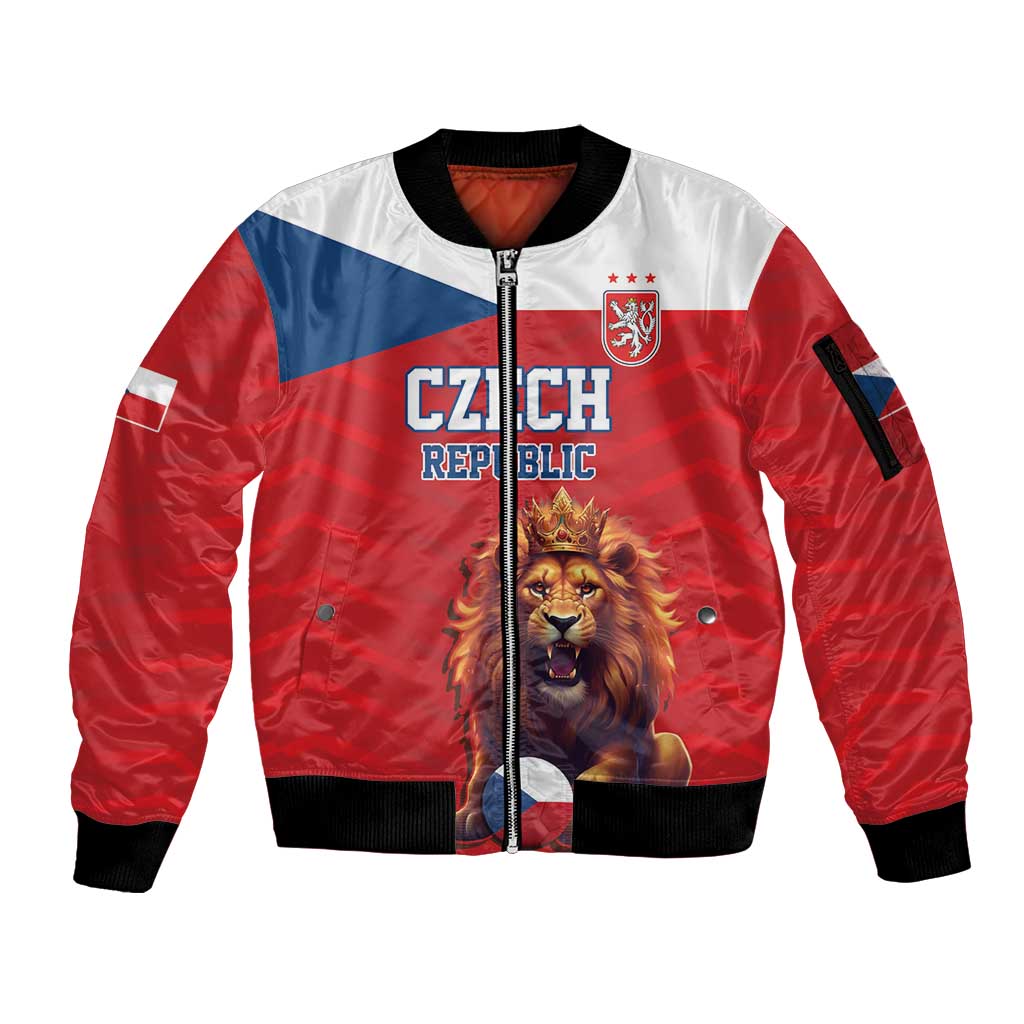 Custom Czech Republic Football Go Champions Sleeve Zip Bomber Jacket Sporty Style with Lion Mascot