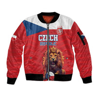 Custom Czech Republic Football Go Champions Sleeve Zip Bomber Jacket Sporty Style with Lion Mascot