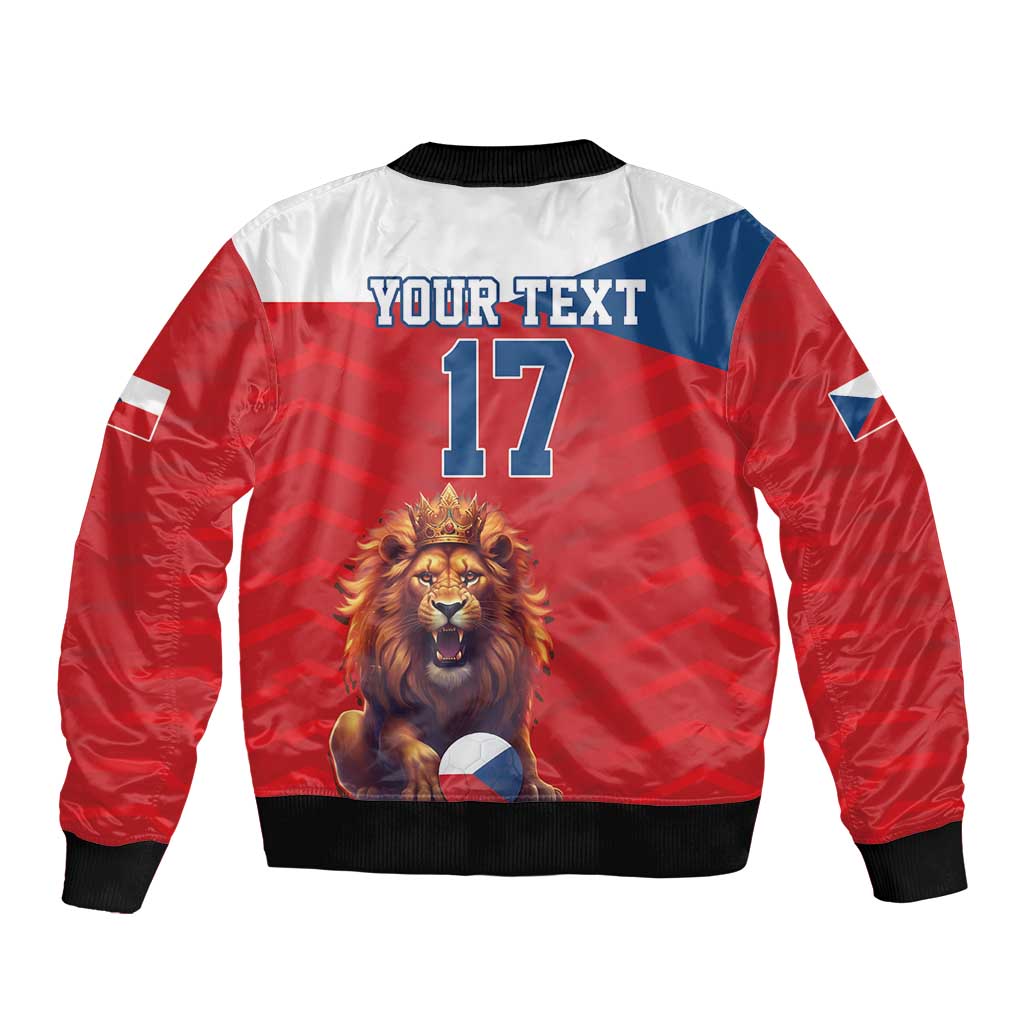 Custom Czech Republic Football Go Champions Sleeve Zip Bomber Jacket Sporty Style with Lion Mascot