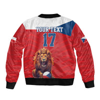 Custom Czech Republic Football Go Champions Sleeve Zip Bomber Jacket Sporty Style with Lion Mascot