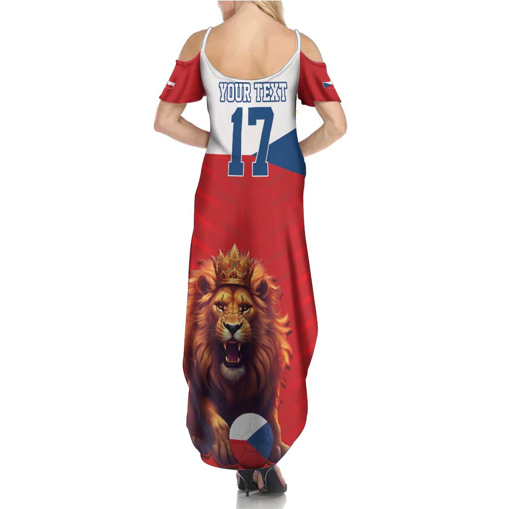 Custom Czech Republic Football Go Champions Summer Maxi Dress Sporty Style with Lion Mascot