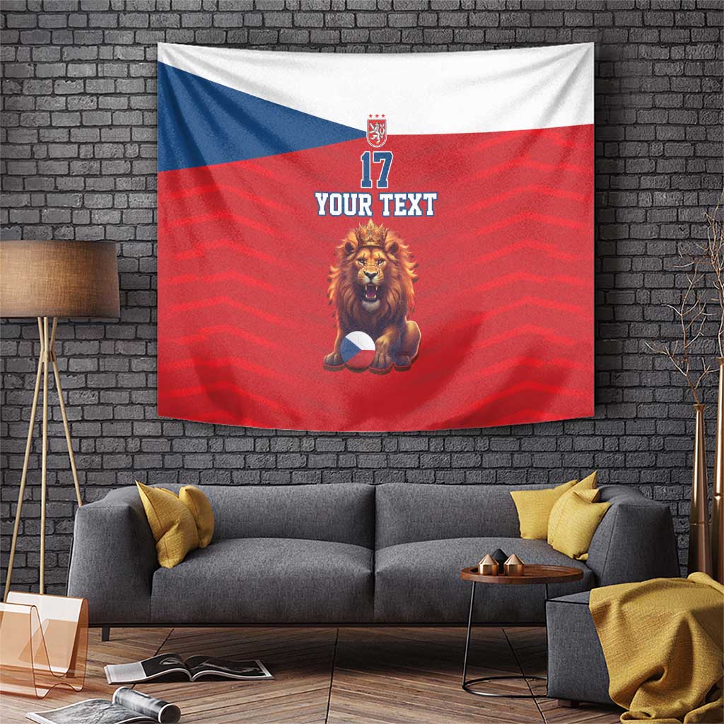 Custom Czech Republic Football Go Champions Tapestry Sporty Style with Lion Mascot